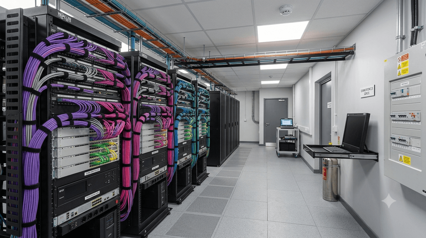 Structured cabling patch panel installation in a comms room