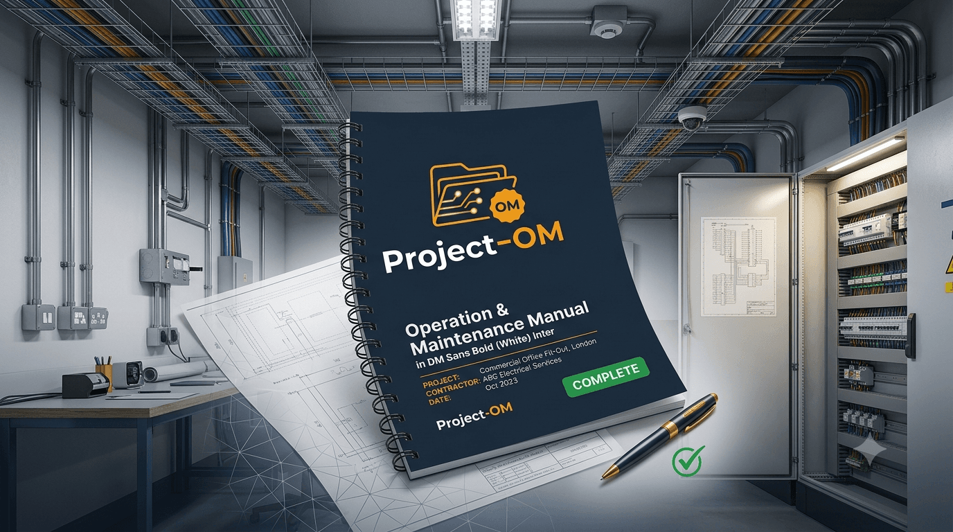 Project-OM O&M manual in an electrical plant room